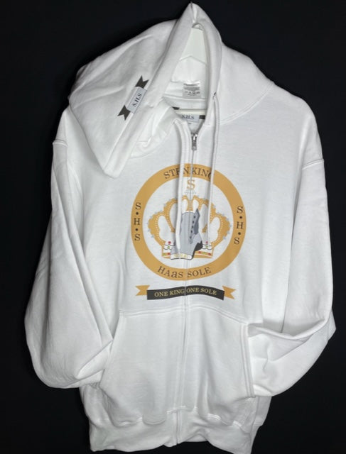 White S.H.S Zippered Hooded Sweatshirt