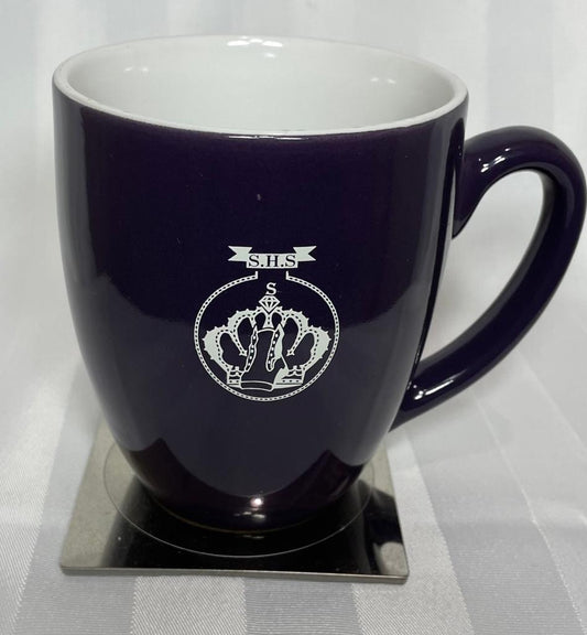 Duo-Tone Ceramic Mug 16 ozs (S.H.S Lace Logo) 2 sided Logo